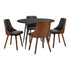 Oikiture 110cm Round Dining Table with 4 Chairs Faux Leather Black