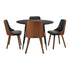 Oikiture 110cm Round Dining Table with 4 Chairs Faux Leather Black