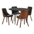 Oikiture 110cm Round Dining Table with 4 Chairs Faux Leather Black