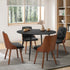 Oikiture 110cm Round Dining Table with 4 Chairs Faux Leather Black