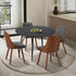 Oikiture 110cm Round Dining Table with 4PCS Chairs Faux Linen Grey