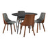 Oikiture 110cm Round Dining Table with 4PCS Chairs Faux Linen Grey