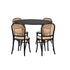 Oikiture 110cm Round Dining Table with 4PCS Dining Chairs Wooden Black