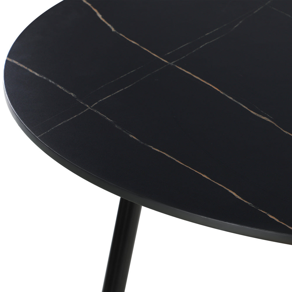 Oikiture 110cm Round Dining Table with 4PCS Dining Chairs Wooden Black