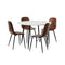 Round Dining Table & 4PCS Dining Chairs PU Brown