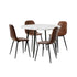 Round Dining Table & 4PCS Dining Chairs PU Brown