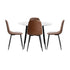 Round Dining Table & 4PCS Dining Chairs PU Brown