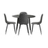 Oikiture 110cm Round Dining Table with 4PCS Dining Chairs PU Grey&Black