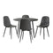 Oikiture 110cm Round Dining Table with 4PCS Dining Chairs PU Grey&Black