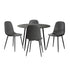 Oikiture 110cm Round Dining Table with 4PCS Dining Chairs PU Grey&Black