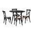 Oikiture 110cm Round Dining Table with 4PCS Dining Chairs Birch Timber Black