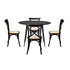 Oikiture 110cm Round Dining Table with 4PCS Dining Chairs Birch Timber Black