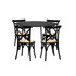 Oikiture 110cm Round Dining Table with 4PCS Dining Chairs Birch Timber Black