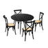 Oikiture 110cm Round Dining Table with 4PCS Dining Chairs Birch Timber Black