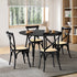 Oikiture 110cm Round Dining Table with 4PCS Dining Chairs Birch Timber Black