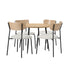 Oikiture 4-Seater Dining Set 1.1m Dining Table with Corduroy Chairs