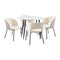 110cm Round Dining Table with 4PCS Chairs Sherpa White