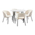 110cm Round Dining Table with 4PCS Chairs Sherpa White
