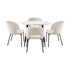 110cm Round Dining Table with 4PCS Chairs Sherpa White