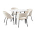 110cm Round Dining Table with 4PCS Chairs Sherpa White