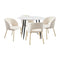 110cm Round Dining Table with 4PCS Dining Chairs Sherpa Gold