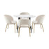 110cm Round Dining Table with 4PCS Dining Chairs Sherpa Gold