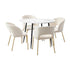110cm Round Dining Table with 4PCS Dining Chairs Sherpa Gold