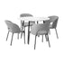 110cm Round Dining Table with 4PCS Chairs Grey Fabric