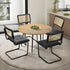 110cm Round Dining Table with 4PCS Dining Chairs Leather Black