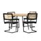 110cm Round Dining Table with 4PCS Dining Chairs Leather Black