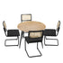 110cm Round Dining Table with 4PCS Dining Chairs Leather Black