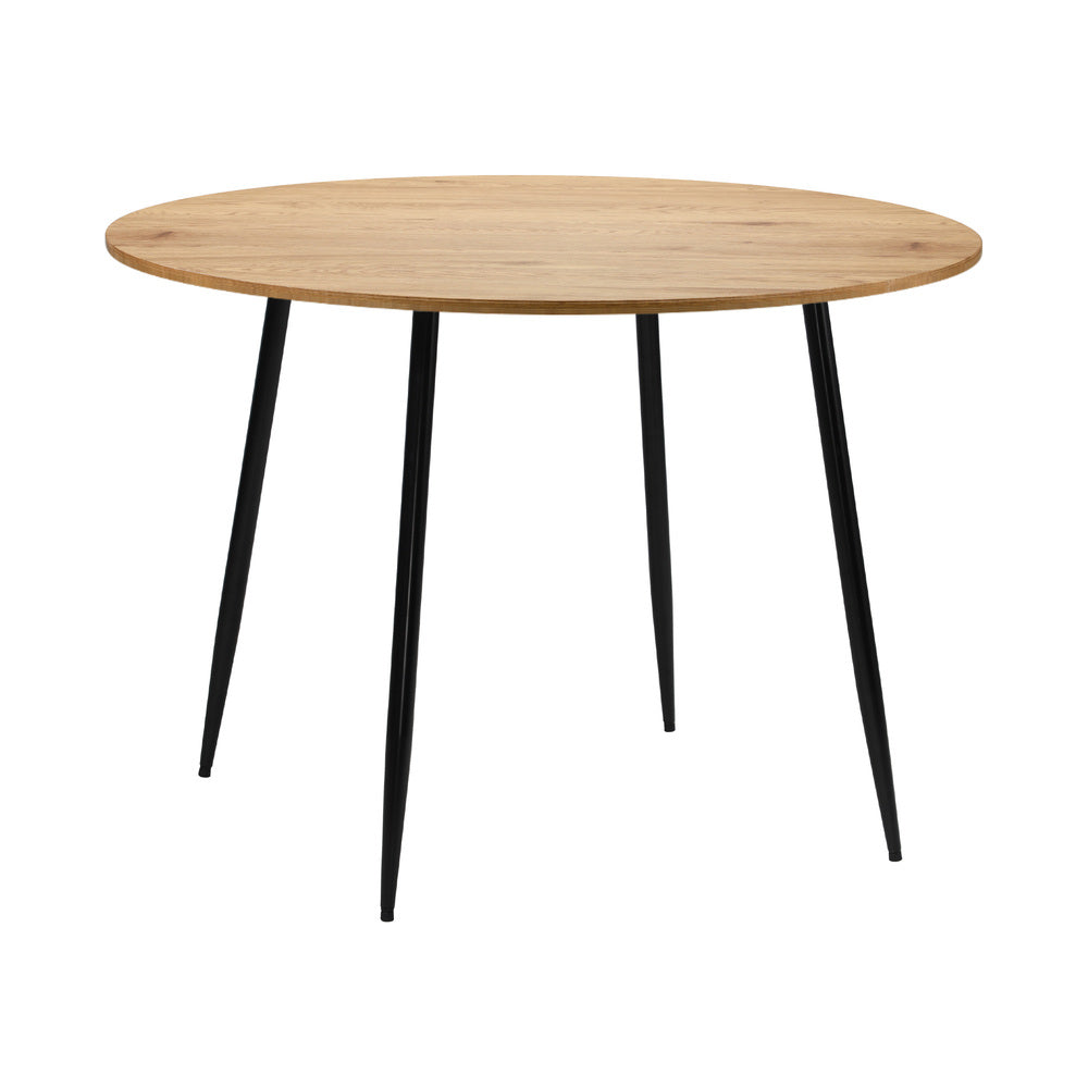 110cm Round Dining Table with 4PCS Dining Chairs Leather Black