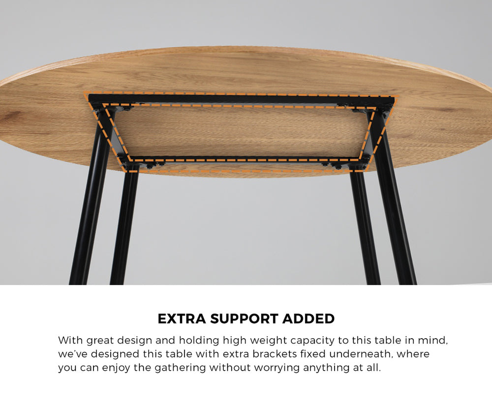 110cm Round Dining Table with 4PCS Dining Chairs Leather Black