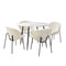 110cm Round Dining Table with 4PCS Chairs White Sherpa