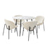 110cm Round Dining Table with 4PCS Chairs White Sherpa