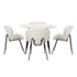 110cm Round Dining Table with 4PCS Chairs White Sherpa