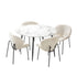 110cm Round Dining Table with 4PCS Chairs White Sherpa