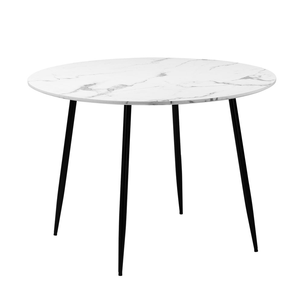 110cm Round Dining Table with 4PCS Chairs White Sherpa