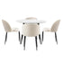 Round Dining Table & 4PCS Dining Chairs White Sherpa