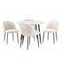 Round Dining Table & 4PCS Dining Chairs White Sherpa