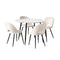Round Dining Table & 4PCS Dining Chairs Sherpa White