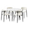 Oikiture 110cm Round Dining Table with 4x Dining Chairs Boucle Black&White
