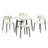 Oikiture 110cm Round Dining Table with 4x Dining Chairs Boucle Black&White