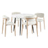 Oikiture 110cm Round Dining Table with 4x Dining Chairs Boucle White