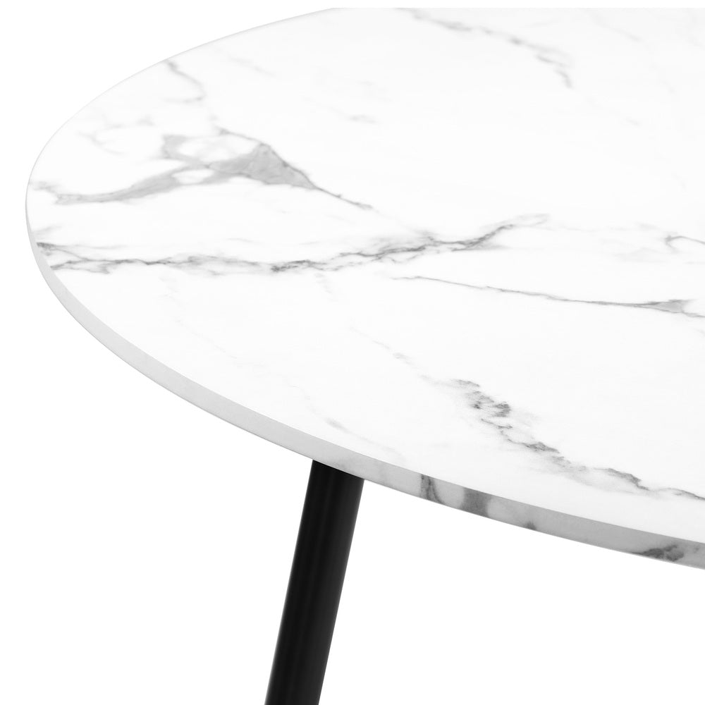 Oikiture 110cm Round Dining Table with 4x Dining Chairs Boucle White