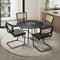 5PCS Dining Set 1.1m Round Table and Chairs PU Leather Pad