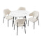 Round Dining Table with 4PCS Chairs Sherpa White