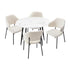Round Dining Table with 4PCS Chairs Sherpa White