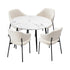 Round Dining Table with 4PCS Chairs Sherpa White