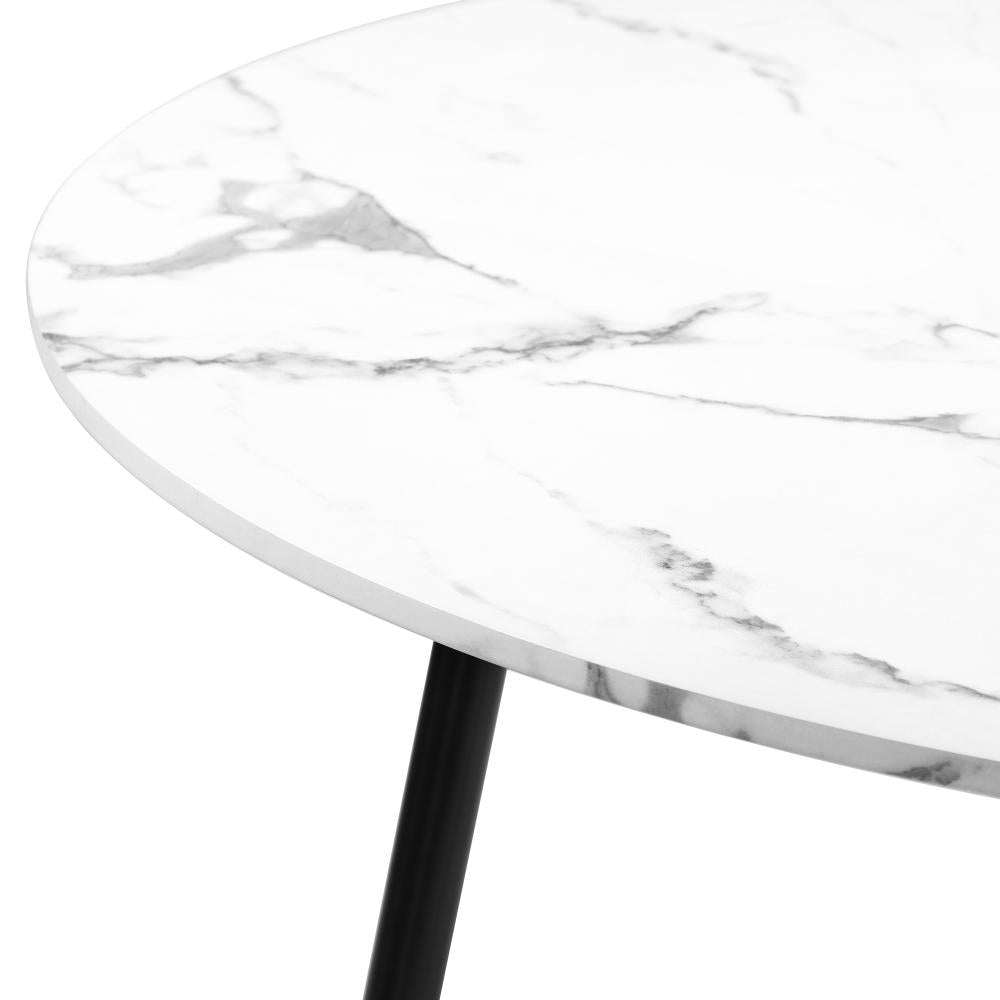 Round Dining Table with 4PCS Chairs Sherpa White
